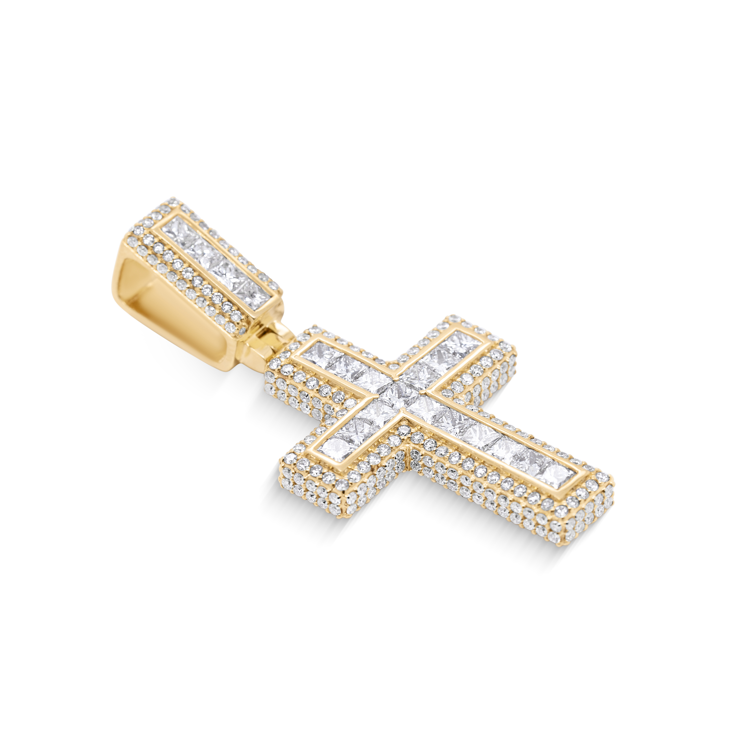 Diamond Cross Pendant 4.00 ct. 14K Yellow Gold